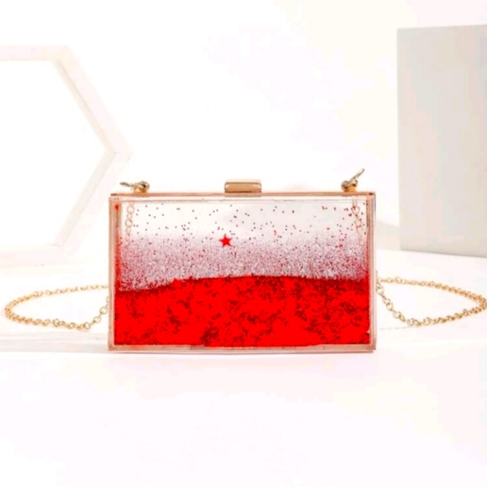 Clear Star Floating Confetti Clutch